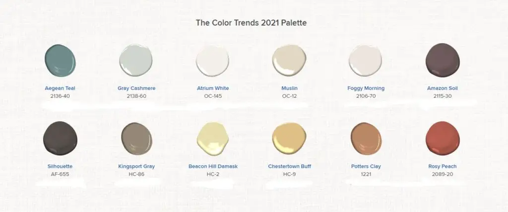 Benjamin Moore 2021 Color Palette