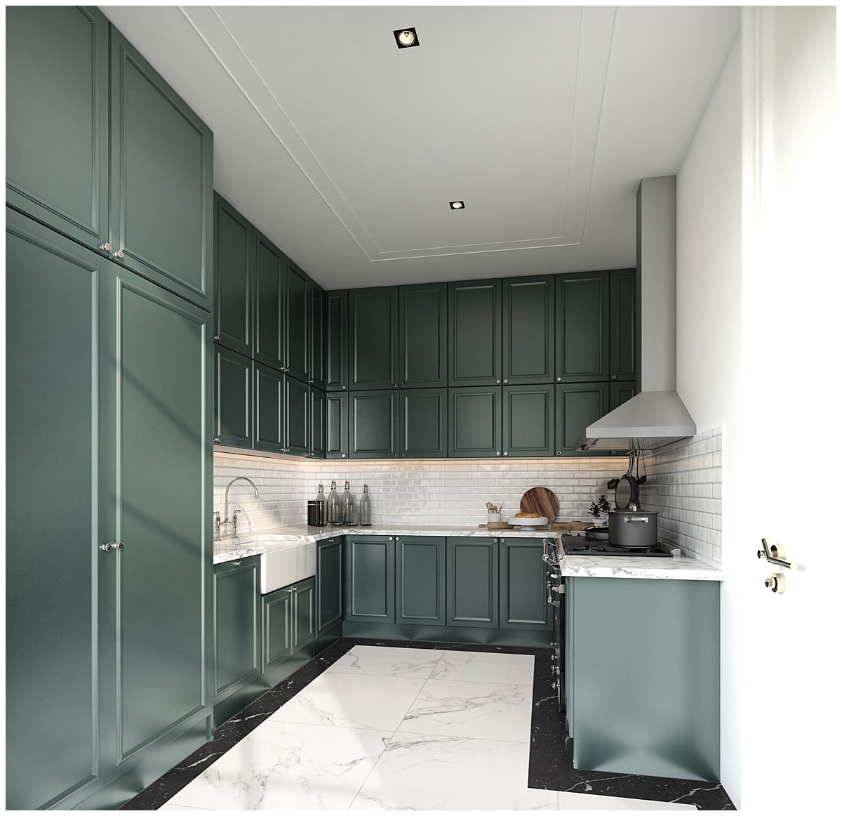 The Tones and Hues of Green Kitchen Cabinets | WPL Interior Design