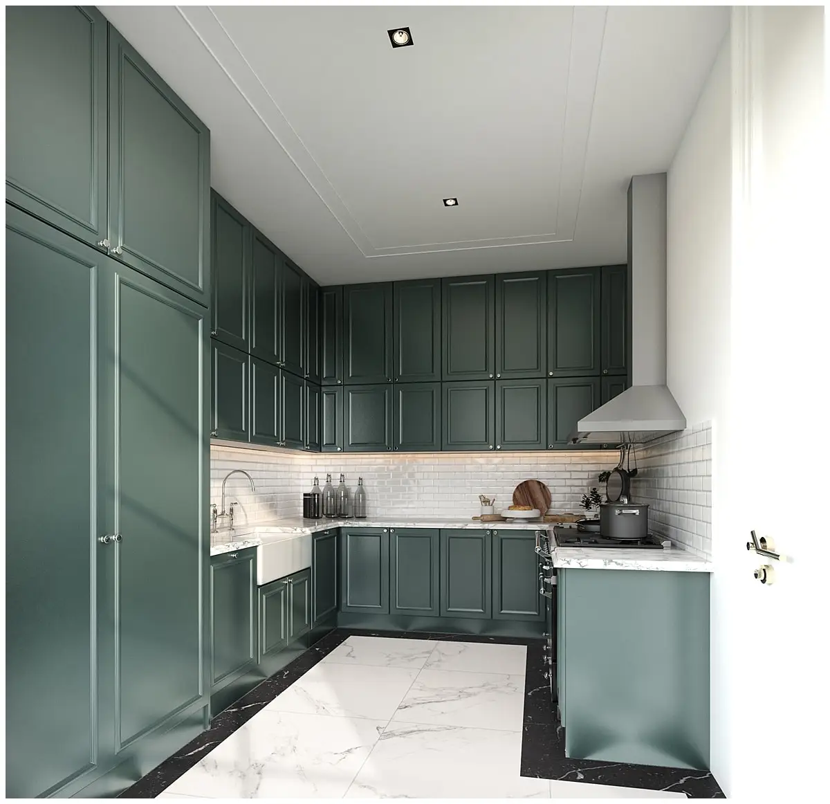 The Tones and Hues of Green Kitchen Cabinets | WPL Interior Design